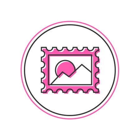 Filled outline Postal stamp icon isolated on white background. Vector