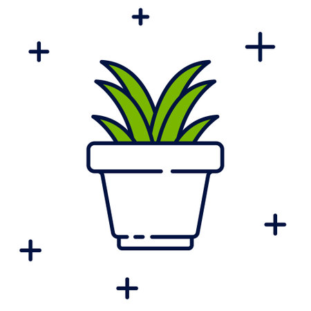 Filled outline Plant in pot icon isolated on white background. Plant growing in a pot. Potted plant sign. Vectorのイラスト素材