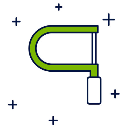 Filled outline Hacksaw icon isolated on white background. Metal saw for wood and metal. Vectorのイラスト素材