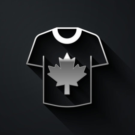 Silver Hockey jersey icon isolated on black background. Long shadow style. Vectorのイラスト素材