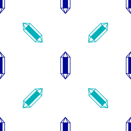 Blue Gem stone icon isolated seamless pattern on white background. Jewelry symbol. Diamond. Vectorのイラスト素材