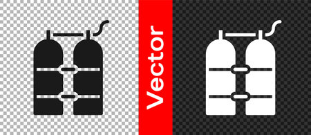 Black Aqualung icon isolated on transparent background. Oxygen tank for diver. Diving equipment. Extreme sport. Diving underwater equipment. Vectorのイラスト素材