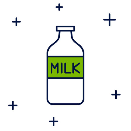 Filled outline Closed glass bottle with milk icon isolated on white background. Vectorのイラスト素材