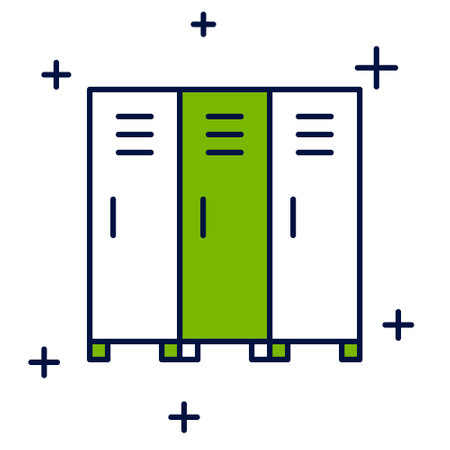 Filled outline Locker or changing room for hockey, football, basketball team or workers icon isolated on white background. Vectorのイラスト素材