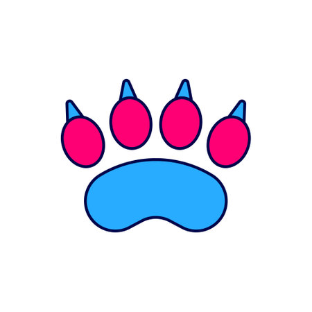 Filled outline Bear paw footprint icon isolated on white background. Vectorのイラスト素材