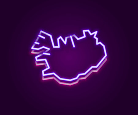 Glowing neon line Map of Iceland icon isolated on black background. Colorful outline concept. Vectorのイラスト素材