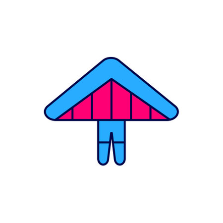 Filled outline Hang glider icon isolated on white background. Extreme sport. Vectorのイラスト素材