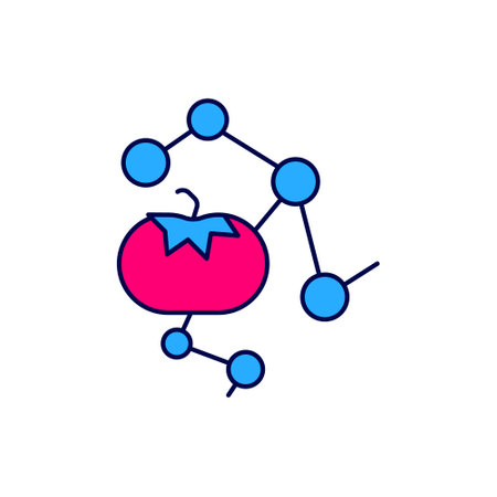 Filled outline Genetically modified food icon isolated on white background. GMO fruit. Vectorのイラスト素材