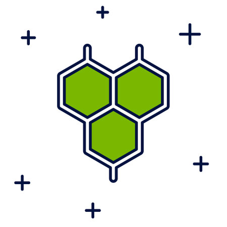 Filled outline Chemical formula icon isolated on white background. Abstract hexagon for innovation medicine, health, research and science. Vectorのイラスト素材