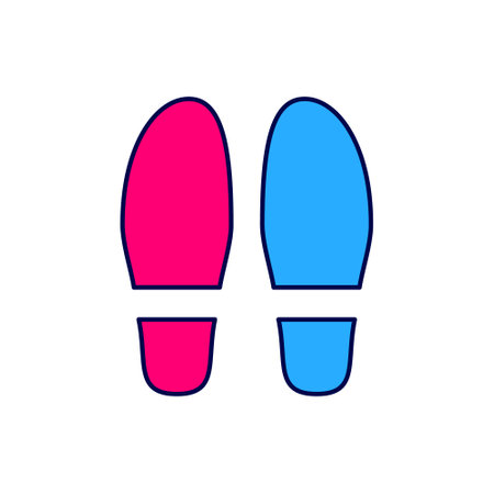 Filled outline Footsteps icon isolated on white background. Detective is investigating. To follow in the footsteps. Vectorのイラスト素材