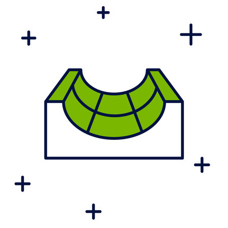 Filled outline Skate park icon isolated on white background. Set of ramp, roller, stairs for a skatepark. Extreme sport. Vectorのイラスト素材