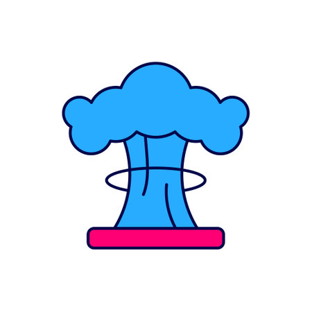 Filled outline Nuclear explosion icon isolated on white background. Atomic bomb. Symbol of nuclear war, end of world. Vectorのイラスト素材