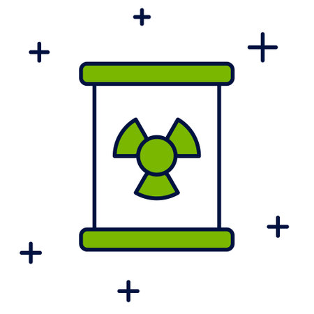 Filled outline Radioactive waste in barrel icon isolated on white background. Toxic refuse keg. Radioactive garbage emissions, environmental pollution. Vectorのイラスト素材