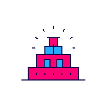 Filled outline Chichen Itza in Mayan icon isolated on white background. Ancient Mayan pyramid. Famous monument of Mexico. Vectorのイラスト素材