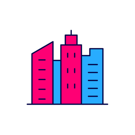 Filled outline City landscape icon isolated on white background. Metropolis architecture panoramic landscape. Vectorのイラスト素材