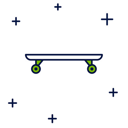 Filled outline Longboard or skateboard cruiser icon isolated on white background. Extreme sport. Sport equipment. Vectorのイラスト素材