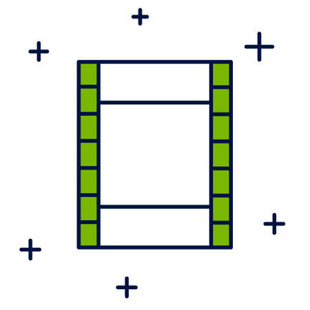 Filled outline Play Video icon isolated on white background. Film strip sign. Vectorのイラスト素材