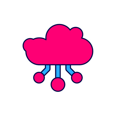 Filled outline Internet of things icon isolated on white background. Cloud computing design concept. Digital network connection. Vectorのイラスト素材