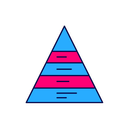 Filled outline Business pyramid chart infographics icon isolated on white background. Pyramidal stages graph elements. Vectorのイラスト素材