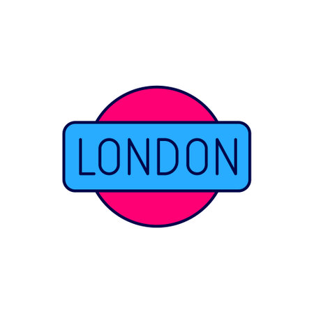 Filled outline London sign icon isolated on white background. Vectorのイラスト素材