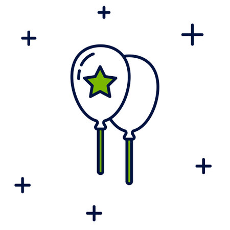 Filled outline Balloons with ribbon icon isolated on white background. Happy Easter. Vectorのイラスト素材