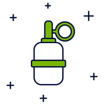 Filled outline Hand grenade icon isolated on white background. Bomb explosion. Vectorのイラスト素材