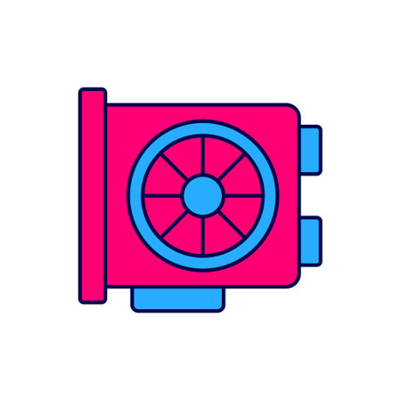 Filled outline Video graphic card icon isolated on white background. Vectorのイラスト素材