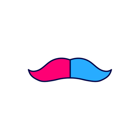 Filled outline Mustache icon isolated on white background. Barbershop symbol. Facial hair style. Vectorのイラスト素材