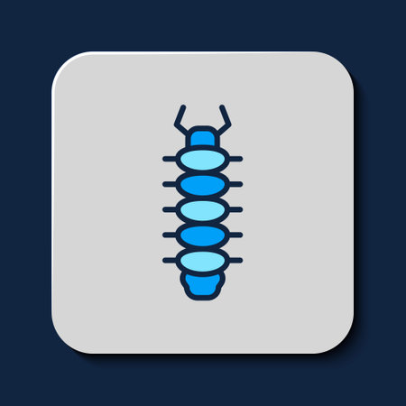 Filled outline Centipede insect icon isolated on blue background. Vectorのイラスト素材