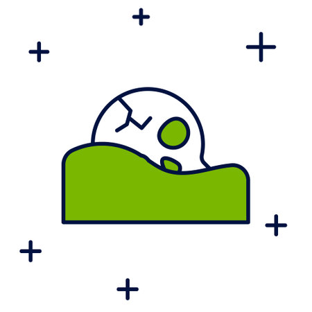 Filled outline Human skull in the ground icon isolated on white background. Vectorのイラスト素材