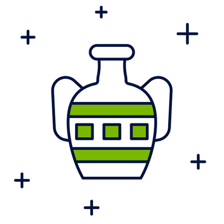 Filled outline Ancient amphorae icon isolated on white background. Vectorのイラスト素材