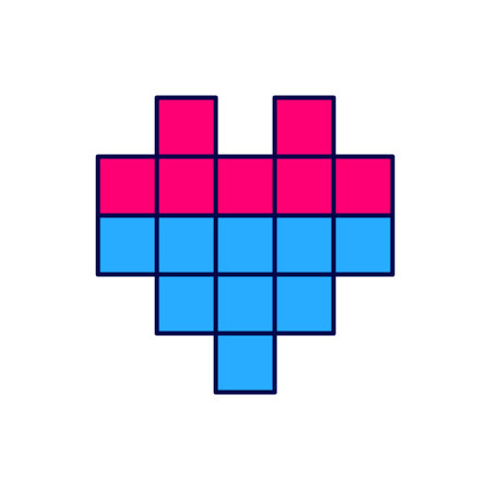 Filled outline Pixel hearts for game icon isolated on white background. Vectorのイラスト素材