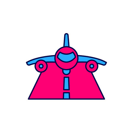 Filled outline Plane icon isolated on white background. Flying airplane icon. Airliner sign. Vectorのイラスト素材