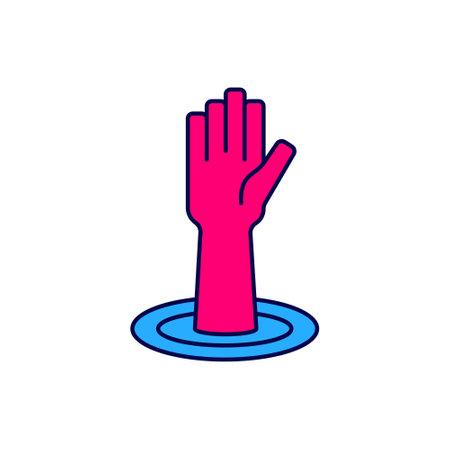 Filled outline Helping hand icon isolated on white background. Vectorのイラスト素材