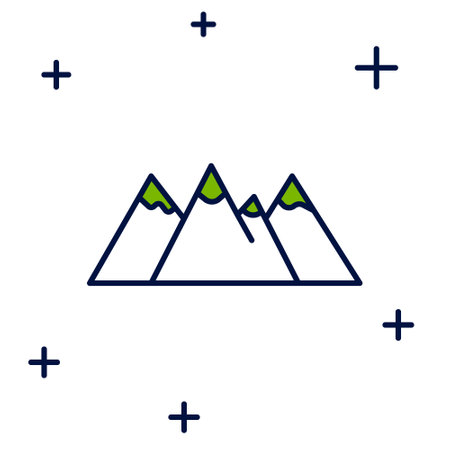 Filled outline Canadian landscape with mountains and lake icon isolated on white background. Vectorのイラスト素材