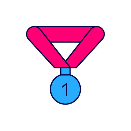 Filled outline Medal icon isolated on white background. Winner symbol. Vectorのイラスト素材