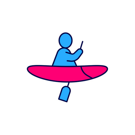 Filled outline Kayak and paddle icon isolated on white background. Kayak and canoe for fishing and tourism. Outdoor activities. Vectorのイラスト素材