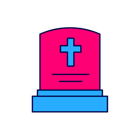 Filled outline Grave with tombstone icon isolated on white background. Vectorのイラスト素材