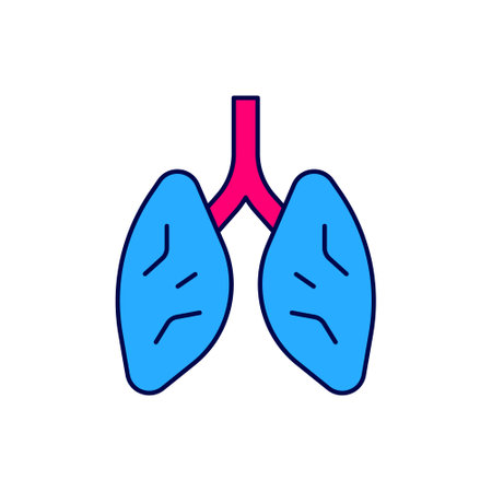 Filled outline Lungs icon isolated on white background. Vectorのイラスト素材