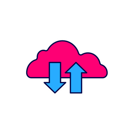 Filled outline Cloud download and upload icon isolated on white background. Vectorのイラスト素材