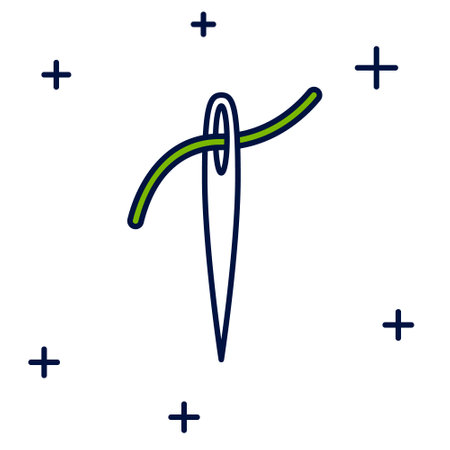 Filled outline Needle for sewing with thread icon isolated on white background. Tailor symbol. Textile sew up craft sign. Embroidery tool. Vectorのイラスト素材