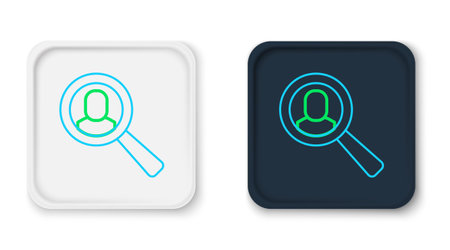 Line Magnifying glass for search job icon isolated on white background. Recruitment or selection concept. Search for employees and job. Colorful outline concept. Vectorのイラスト素材