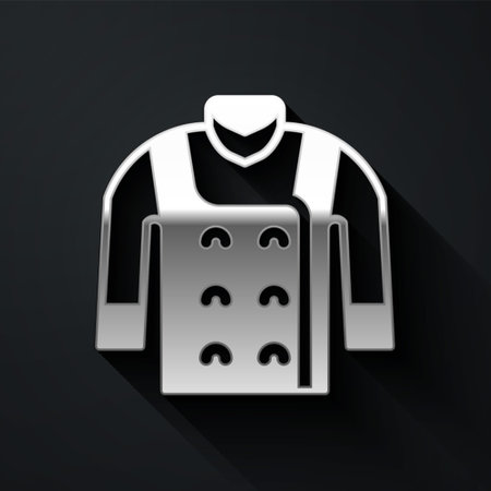 Silver Sweater icon isolated on black background. Pullover icon. Long shadow style. Vectorのイラスト素材
