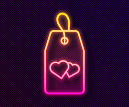 Glowing neon line Please do not disturb with heart icon isolated on black background. Hotel Door Hanger Tags. Vectorのイラスト素材