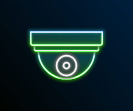Glowing neon line Motion sensor icon isolated on black background. Colorful outline concept. Vectorのイラスト素材