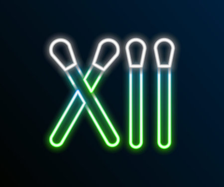Glowing neon line Match stick icon isolated on black background. Match with fire. Matches sign. Colorful outline concept. Vectorのイラスト素材
