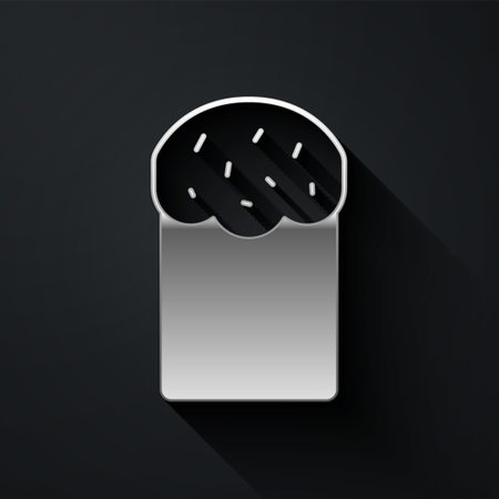 Silver Easter cake icon isolated on black background. Happy Easter. Long shadow style. Vectorのイラスト素材