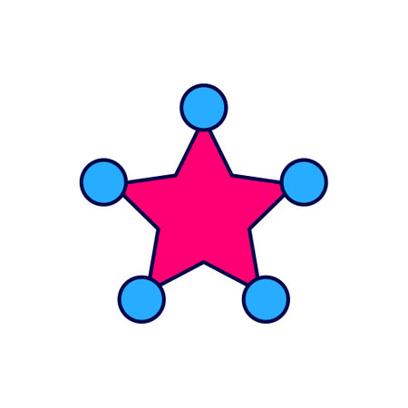 Filled outline Hexagram sheriff icon isolated on white background. Police badge icon. Vectorのイラスト素材
