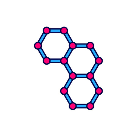 Filled outline Chemical formula icon isolated on white background. Abstract hexagon for innovation medicine, health, research and science. Vectorのイラスト素材