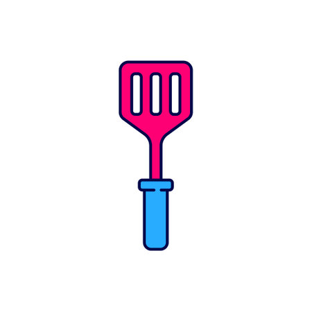 Filled outline Spatula icon isolated on white background. Kitchen spatula icon. BBQ spatula sign. Barbecue and grill tool. Vectorのイラスト素材